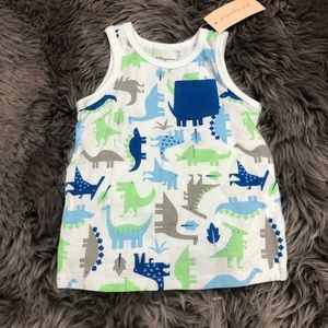 First Impressions | Boy’s Summer Tank Top | Dinosaurs | White | Size 12 Months